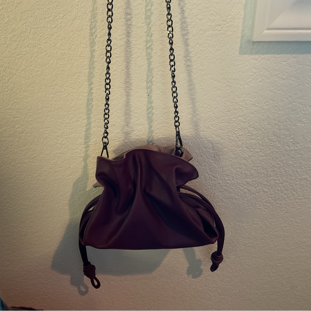 Deep Red Crossbody Bag with Chain Strap